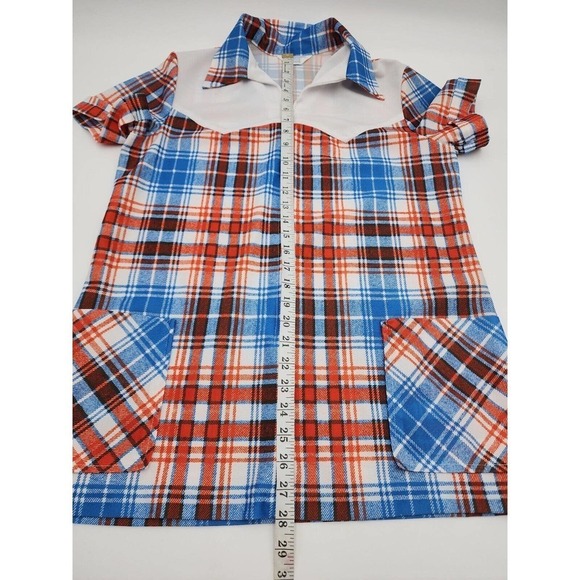 Vintage 70s Sears Retro Plaid Smock Large Pockets CC Zipper Women's Medium - Picture 11 of 12